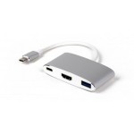 LMP USB-C 3.1 for HDMI&USB3.0 Adapter, Aluminium Gehäuse, white, with USB-C Laden