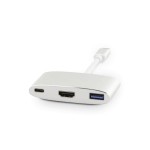 LMP USB-C 3.1 pour HDMI&USB3.0 Adapter, Aluminium Gehäuse, blanc, avec USB-C Laden