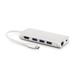 LMP USB-C 3.1 zu HDMI&3xUSB3.0&LAN&MicroSD, Aluminium Gehäuse, weiss, inkl. USB-C Laden