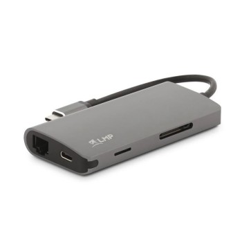 LMP USB-C 3.1 for HDMI&3xUSB3.0&LAN&MicroSD, Spacegrey, white, with USB-C Laden