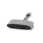 LMP USB-C 3.1 zu HDMI&USB3.0 Adapter, Aluminium Gehäuse, USB-C Laden, spacegrau