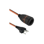 Kunststoff-Verlängerungscable, 10m, black , 3-polig, T12/T13 LOCK, Stecker gewinkelt