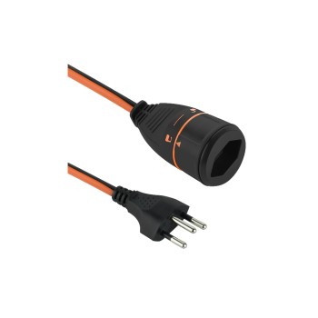 Kunststoff-Verlängerungscable, 20m, black , 3-polig, T12/T13 LOCK, Stecker gewinkelt