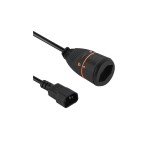 Verlängerungs-Netzkabel 1.4 m C14/T13 LOCK, 3x1mm2, schwarz