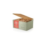 Lumaland Brotkasten 30x23x14cm, Metall, Holzdeckel, China Bambus,