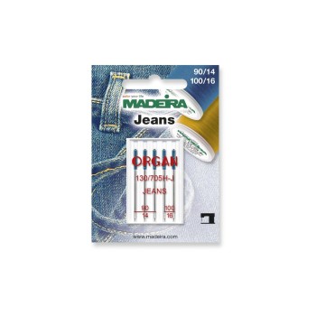 Madeira Aiguille de machine pour jeans 90/14 100/16 5 pièces Madeira Aiguille de machine pour jeans 90/14 100/16 5 pièces