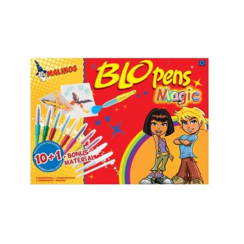 Malinos Blopens Airbrush-Stifte, 10 Blopens, 1 Zauberstift, 6 Schablonen Malinos Blopens Airbrush-Stifte, 10 Blopens, 1 Zauberstift, 6 Schablonen