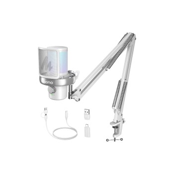 Maono Mikrofon DM40 Pro Weiss, USB, Wireless, inkl Arm, RGB, Plug & Play