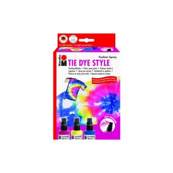 Marabu Fashion Spray, Tie Dye Style, 3 x Fashion-Spray,Gummiringe