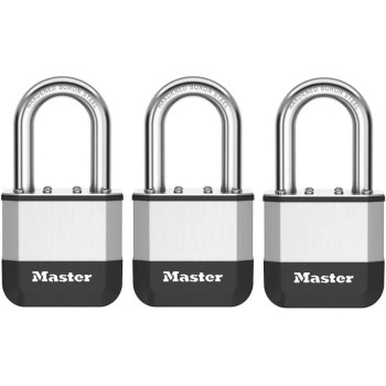 Masterlock Cadenas Elite 45 mm 3 pièces Argenté Aluminium/Caoutchouc/Acier