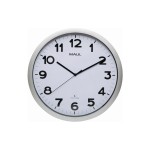 MAUL Wanduhr MAULstep, white, Silberrand, D: 40 cm, T: 5 cm, Kunststoff