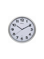 MAUL Wanduhr MAULstep, white, Silberrand, D: 40 cm, T: 5 cm, Kunststoff