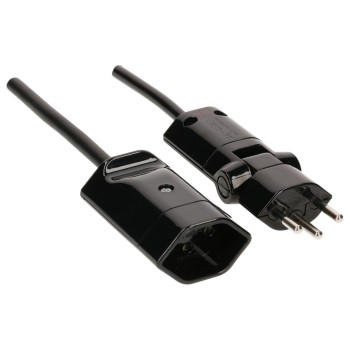 Max Hauri Verlängerungskabel 5m geschirmt, Clip-Clap-Stecker, schwarz, gegen EL-Smog