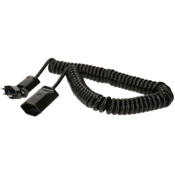 Spiralverlängerungscable 4 m, black , TD, 3-polig, T12/T13, Ruhezustand 1 m