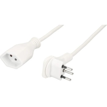 Kunststoff-Verlängerungskabel, 5m, weiss, 3-polig, T12/T13, Flachstecker angespritzt