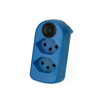 Mehrfachstecker maxADAPT 2xT13, drehbar, Berührungsschutz, with Schalter blue