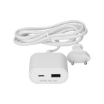 Max Hauri Extension USB A+C avec câble d'alimentation 1.5 m Blanc