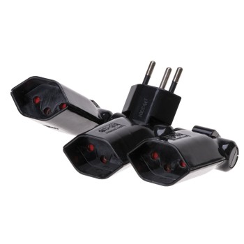 Abzweigstecker Clip-Clap 3xTyp13, schwarz, einzeln klappbar 180ø (vertikal)