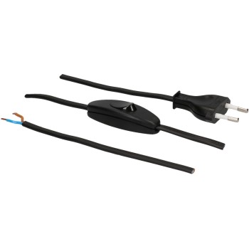 Max Hauri TDLF-Netzkabel T26 Schalter, H03VVH2-F,2X0.75, 2m, schwarz