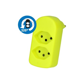 Max Hauri Abzweigstecker maxADAPTturn, 2xT13, fl-yellow, drehbar