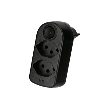 Abzweigstecker ADAPT 2x Typ 13, with Schalter, drehbar 320°, black Abzweigstecker ADAPT 2x Typ 13, with Schalter, drehbar 320°, black