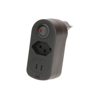 Abzweigstecker ADAPT 1x Typ 13 USB-C/C, 20W sw drehbar Green+Fair