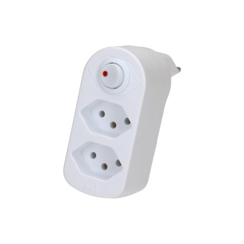 Abzweigstecker ADAPT 2xT13, drehbar, mit Schalter,320°, weiss, Green+Fair