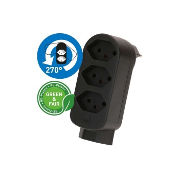 Abzweigstecker ADAPT 3+1x Typ 13, black  drehbar Green+Fair