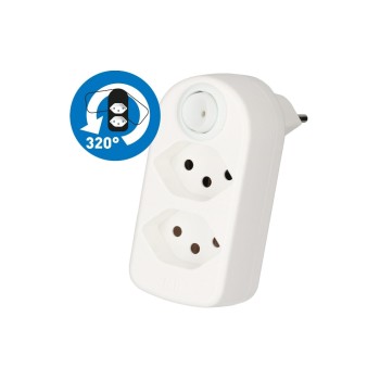 Abzweigstecker ADAPT 2x Typ 13, white drehbar Schalter