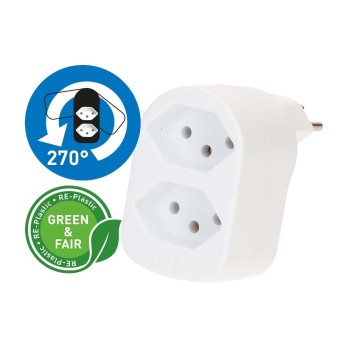 Abzweigstecker ADAPT 2x Typ 13, white drehbar Green+Fair