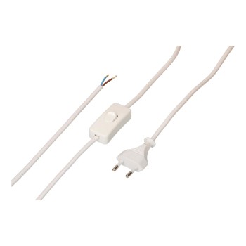 Max Hauri TDLF-Netzcable H03VVH2-F2X0.75, 2m white Schalter Typ 26