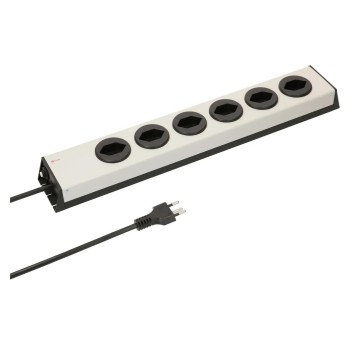 Steckdosenleiste 6xT13, quer, ohne Schalter, nicht leuchtend, silver/black Steckdosenleiste 6xT13, quer, ohne Schalter, nicht leuchtend, silver/black