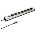 multiprises 7xT13, quer, avec Schalter, leuchtend, argent/noir