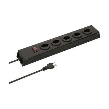 Steckdosenleiste 5xT13, quer, ohne Schalter, nicht leuchtend, black Steckdosenleiste 5xT13, quer, ohne Schalter, nicht leuchtend, black