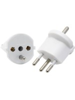 Adapter not removable, 3-pole, Germany to Switzerland CH T12, white, CEE7 on T12