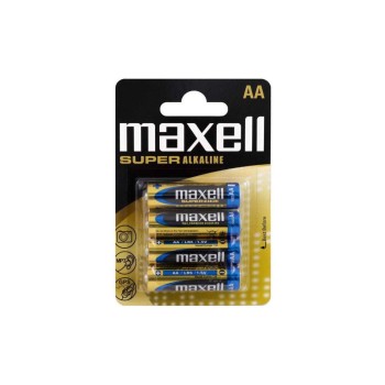 Maxell AA Super Alkaline Battery 4 Pieces, LR6 Equivalent