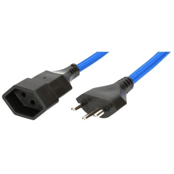 Textil-Verlängerung H05VV-F3G1.0 3m, blue Typ 12 / Typ 13 Textil-Verlängerung H05VV-F3G1.0 3m, blue Typ 12 / Typ 13