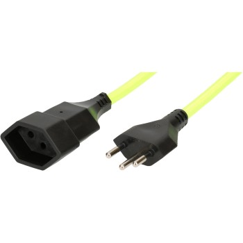 Textil-Verlängerung H05VV-F3G1.0 3m, fluo-yellow Typ 12 / Typ 13 Textil-Verlängerung H05VV-F3G1.0 3m, fluo-yellow Typ 12 / Typ 13