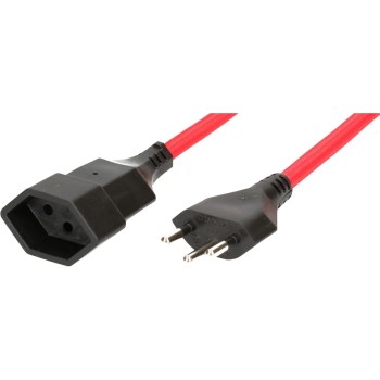 Textil-Verlängerung H05VV-F3G1.0 3m, red Typ 12 / Typ 13 Textil-Verlängerung H05VV-F3G1.0 3m, red Typ 12 / Typ 13