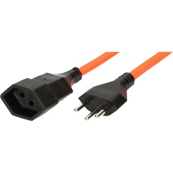 Textil-Verlängerung H05VV-F3G1.0 3m, fluo-orange Typ 12 / Typ 13 Textil-Verlängerung H05VV-F3G1.0 3m, fluo-orange Typ 12 / Typ 13