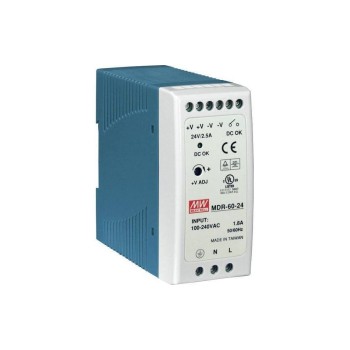 Mean Well DIN Rail Netzgerät, MDR-60-24, 24V - 2.5A - 60W Mean Well DIN Rail Netzgerät, MDR-60-24, 24V - 2.5A - 60W