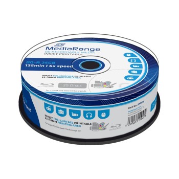 Mediarang BD-R 6x Single Layer 25GB 25er P., Blu-ray, Spindel, Bedrucken Mediarang BD-R 6x Single Layer 25GB 25er P., Blu-ray, Spindel, Bedrucken