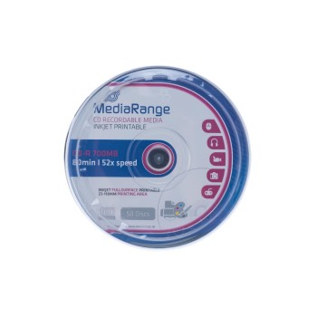 Mediarange CD-R 52x 80Min/700MB 50-Spindel, Bis 52-fach, bedruckbar / mit Logo Mediarange CD-R 52x 80Min/700MB 50-Spindel, Bis 52-fach, bedruckbar / mit Logo