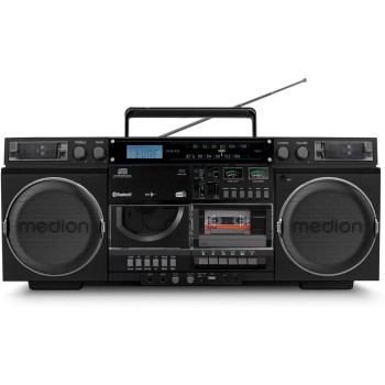 Medion LIFE P66538 Retro Boombox, schwarz, DAB+, BT, Kassettendeck Medion LIFE P66538 Retro Boombox, schwarz, DAB+, BT, Kassettendeck