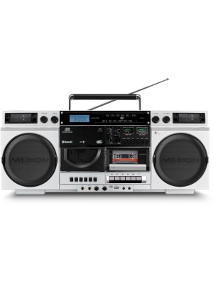 Medion LIFE P66538 Retro Boombox, silber, DAB+, BT, Kassettendeck Medion LIFE P66538 Retro Boombox, silber, DAB+, BT, Kassettendeck