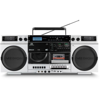Medion LIFE P66538 Retro Boombox, silber, DAB+, BT, Kassettendeck Medion LIFE P66538 Retro Boombox, silber, DAB+, BT, Kassettendeck