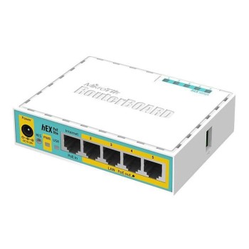 MikroTik RB750UPR2 hEX Lite: 5 Port Router, 4x PoE 100Mbps, OSv4, 650Mhz, 64MB, USB
