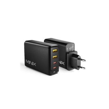 Minix NEO P2, 4-Port GaN Fast Charger, 2x USB-C 3.0, 2x USB-A 3.0, 65W max. Minix NEO P2, 4-Port GaN Fast Charger, 2x USB-C 3.0, 2x USB-A 3.0, 65W max.