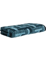 Möve Serviette de douche Tide Tiles 67 x 140 cm, Bleu foncé/Turquoise