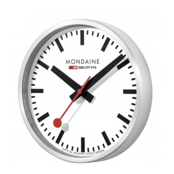 Mondaine Quartz Wall Clock Ø 40 cm, Silver/White